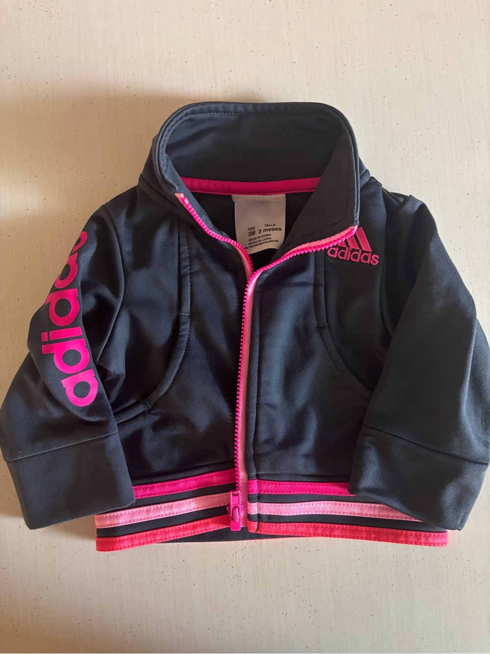 adidas Black & Hot Pink Baby Zip Hoodie